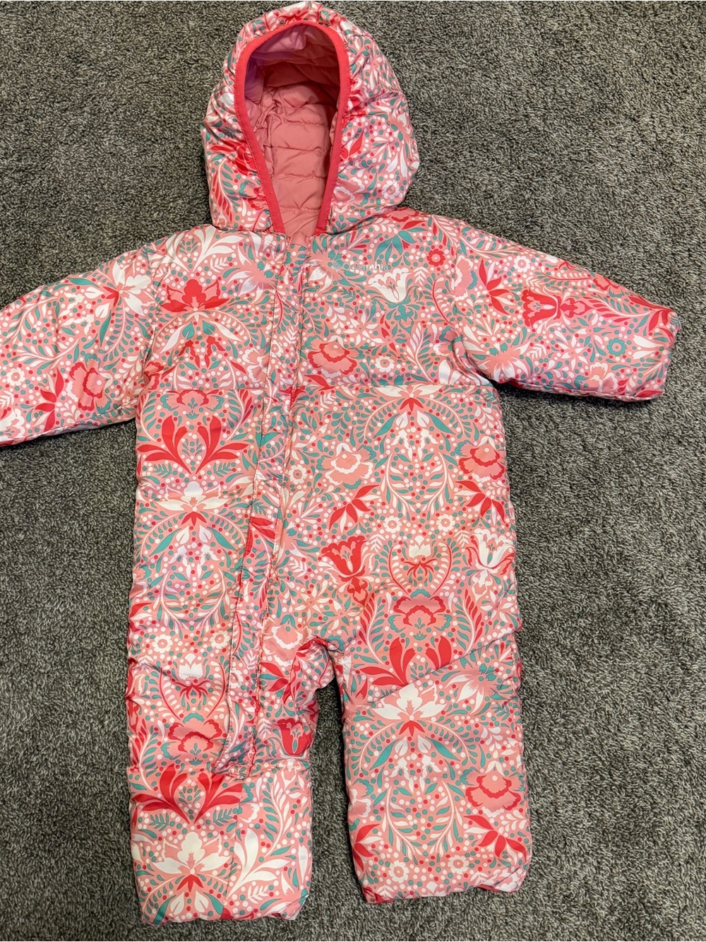 Columbia Toddler Pink Floral Hooded Snowsuit